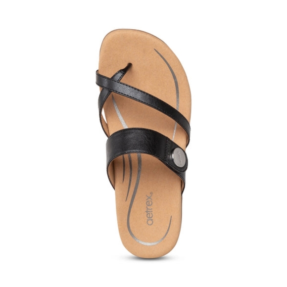New In Box Aetrex Izzy Black Adjustable Slide Sandal SE220W38 Women's 7.5-8 (38) - Picture 3 of 14
